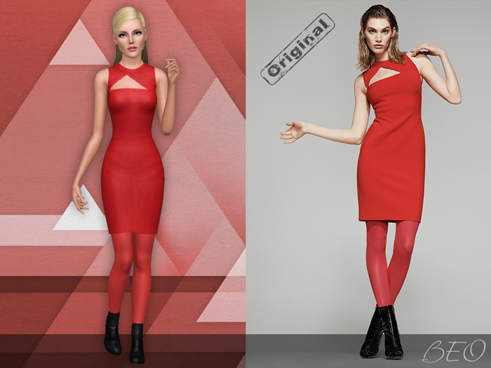 Asymmetric cut out dress for The Sims 3 by BEO